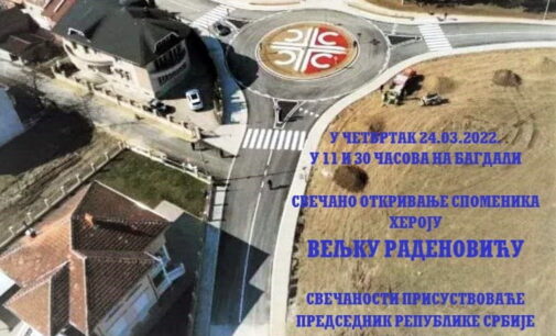 PREDSEDNIK VUČIĆ SUTRA OTKRIVA SPOMENIK HEROJU VELJKU RADENOVIĆU NA BAGDALI U KRUŠEVCU