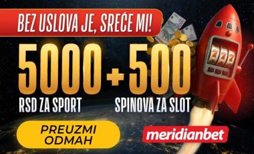 500 SPINOVA + 5.000 DINARA ZA POČETAK AVANTURE – TO MOŽE SAMO MERIDIAN!